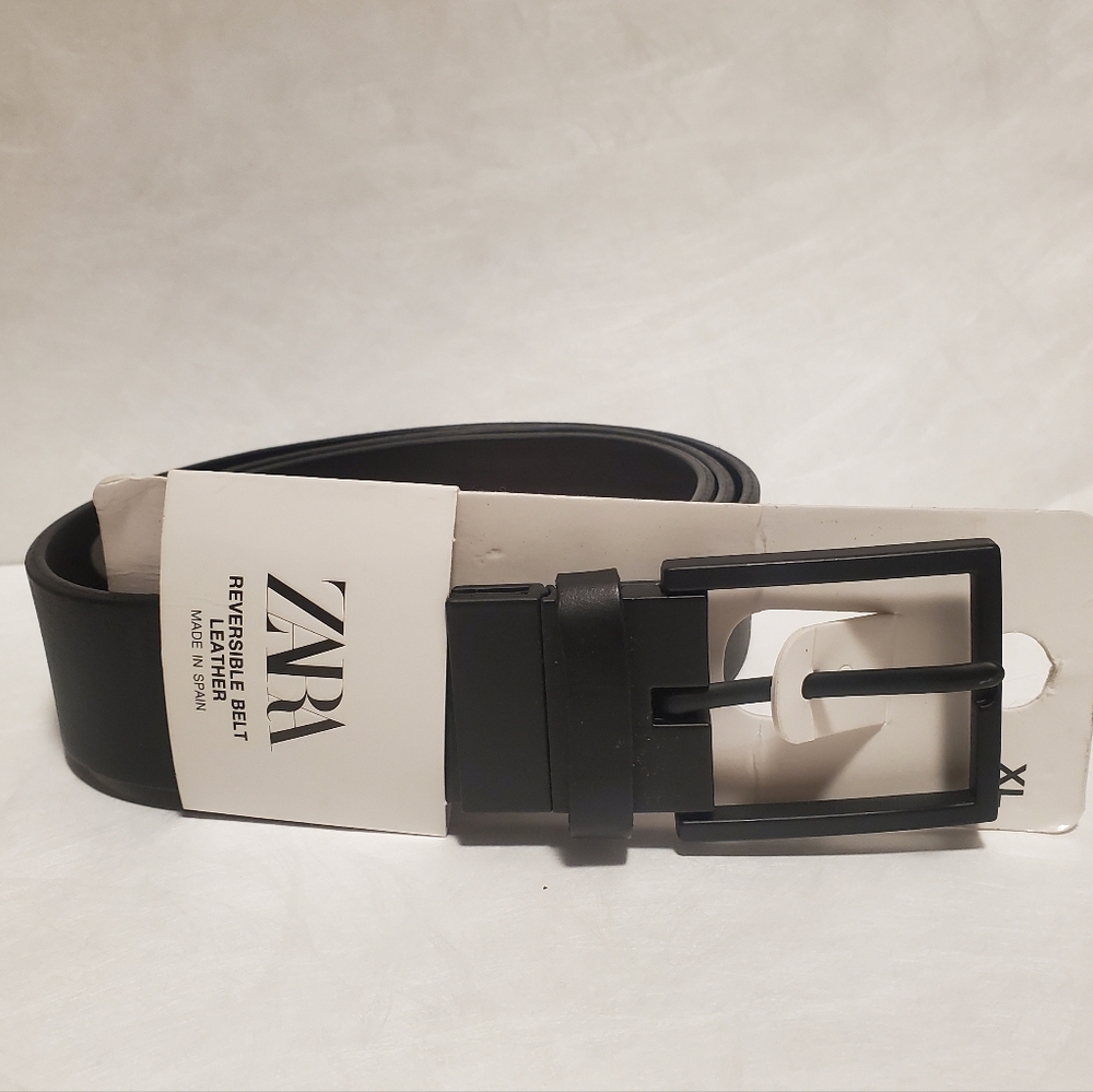ZARA Reversible Belt Black Leather Size XL 40 (US) / 100 (EU) Made in Spain NWT